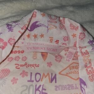 Victoria's Secret Pink and Purple Graphic Cotton Long Sleeve Top /shorts